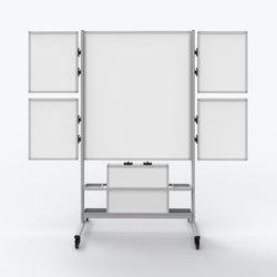 82"W x 76"H Mobile Whiteboard - Two-sided Magnetic Collaboration Station dry erase markerboard - Luxor COLLAB-STATION