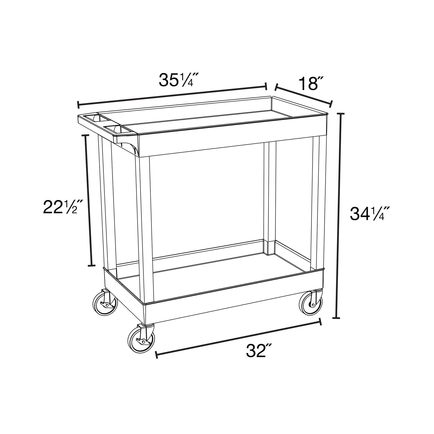 Luxor E Series EC11 - Tub Cart 2 Shelves - 35.25" W x 34.25" H (Luxor LUX-EC11) - SchoolOutlet