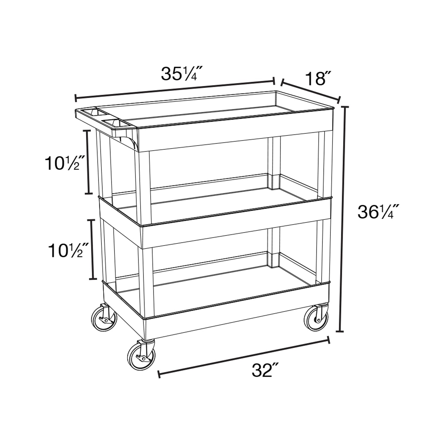 Luxor 18 x 32 Cart 2 Tub / 1 Flat Shelves - SchoolOutlet