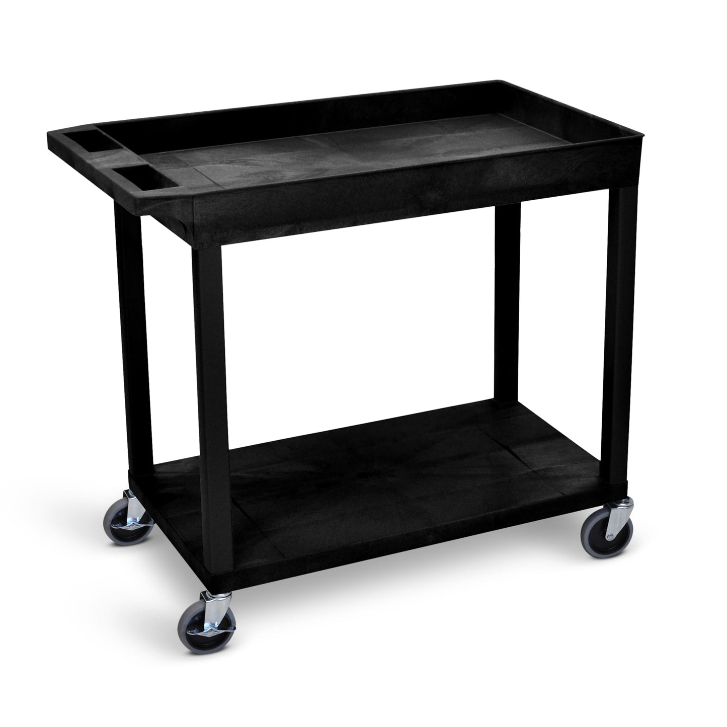 Luxor 18 x 32 Cart 1 Tub / 1 Flat Shelves - Black - SchoolOutlet