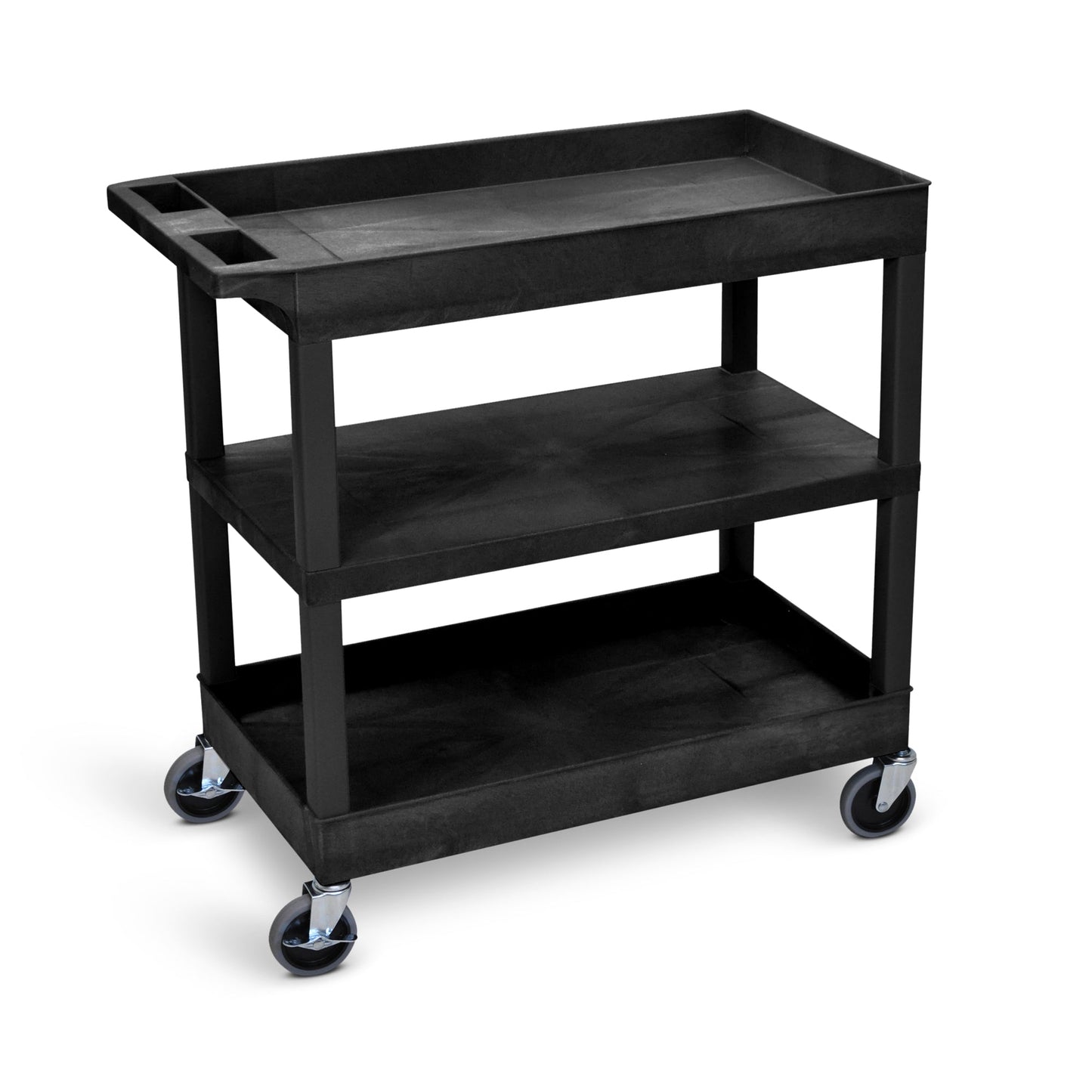 Luxor 18 x 32 Cart 2 Tub / 1 Flat Shelves - Black - SchoolOutlet