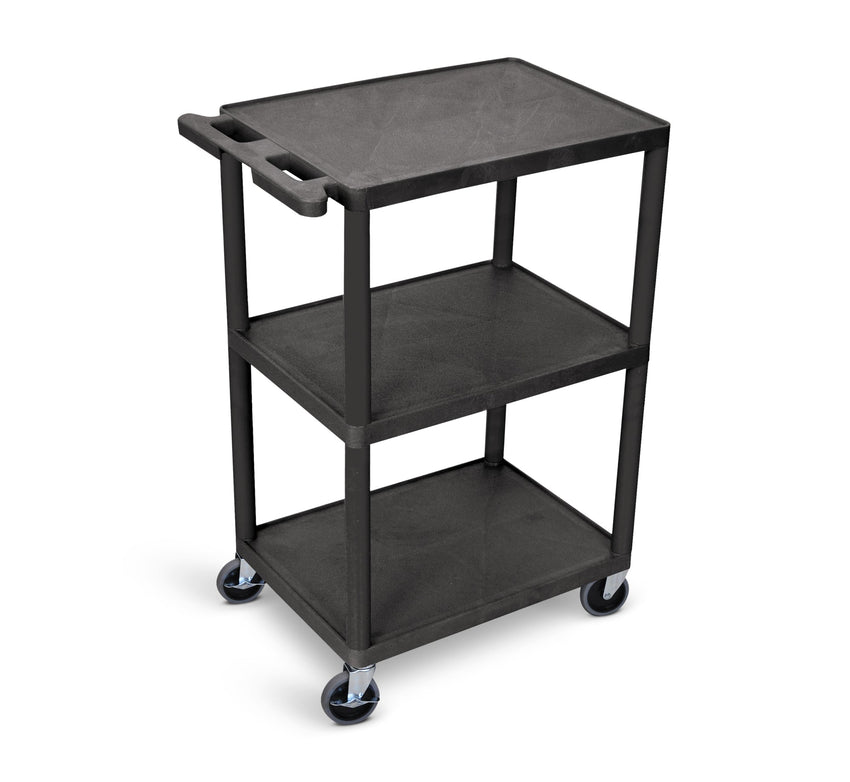 Luxor HE42 - Utility Cart - 3 Shelves Structural Foam Plastic (Luxor LUX-HE42) - SchoolOutlet