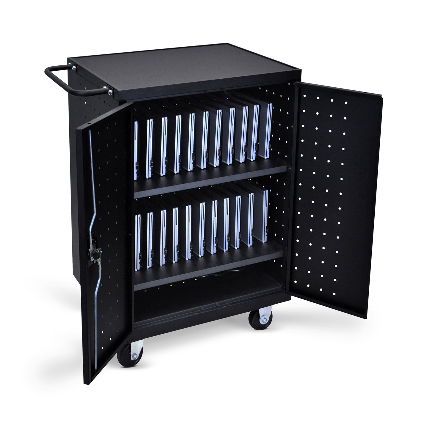 24-Bay Charging Cart, Black for Chromebook, Tablets, IPads, Laptops by Luxor (Luxor LUX-LLTP24-B) - SchoolOutlet