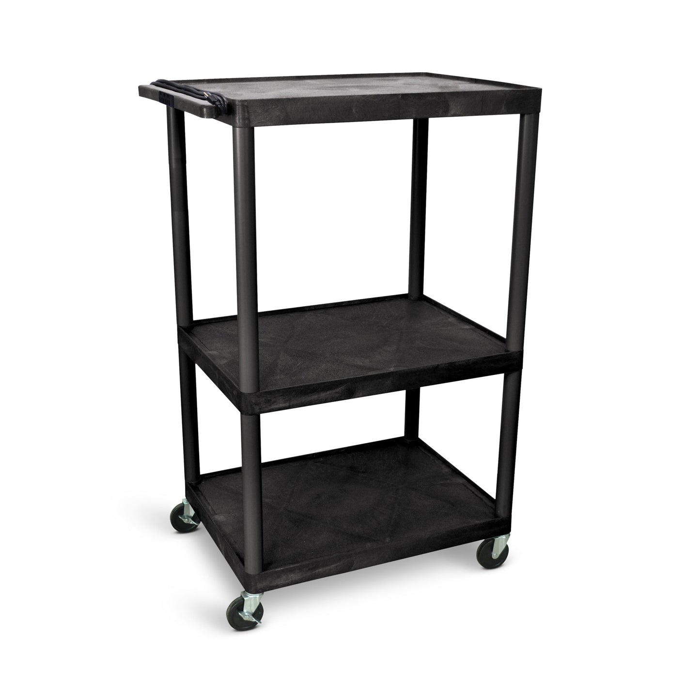 Luxor LP54E-B - Plastic AV Cart 3 Shelves (Luxor LUX-LP54E-B) - SchoolOutlet