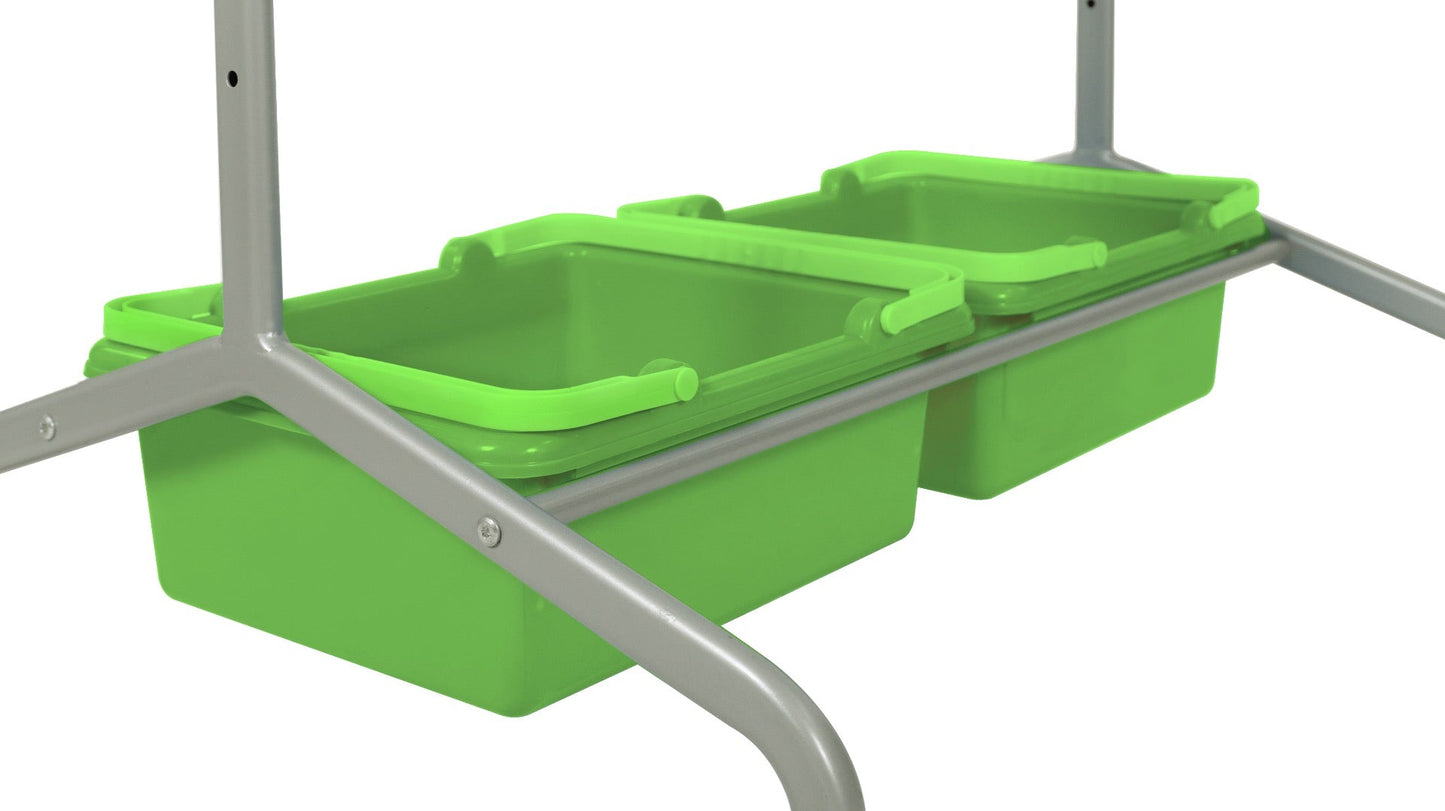 Mobile Whiteboard - Double-sided Magnetic Dry Erase School Markerboard with Storage Bins for Classrooms- Luxor MB3040WBIN - SchoolOutlet