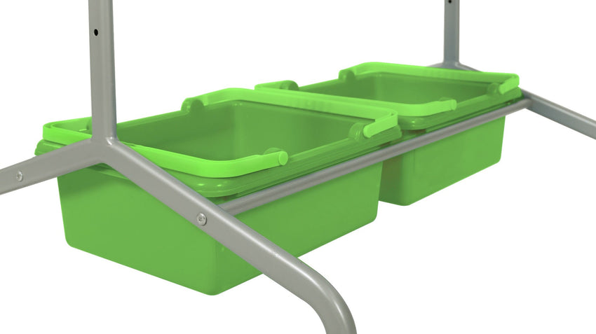 Mobile Whiteboard - Double-sided Magnetic Dry Erase School Markerboard with Storage Bins for Classrooms- Luxor MB3040WBIN - SchoolOutlet