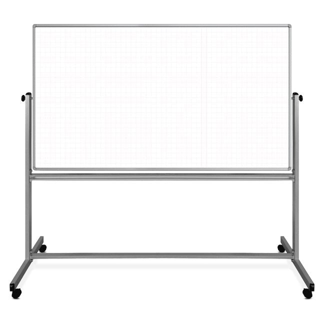 72"W x 40"H Mobile Whiteboard - Ghost Grid/Whiteboard Double-sided Magnetic dry erase markerboard - Luxor MB7240LB - SchoolOutlet