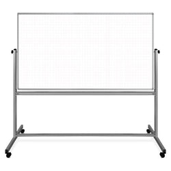 72"W x 40"H Mobile Whiteboard - Ghost Grid/Whiteboard Double-sided Magnetic dry erase markerboard - Luxor MB7240LB
