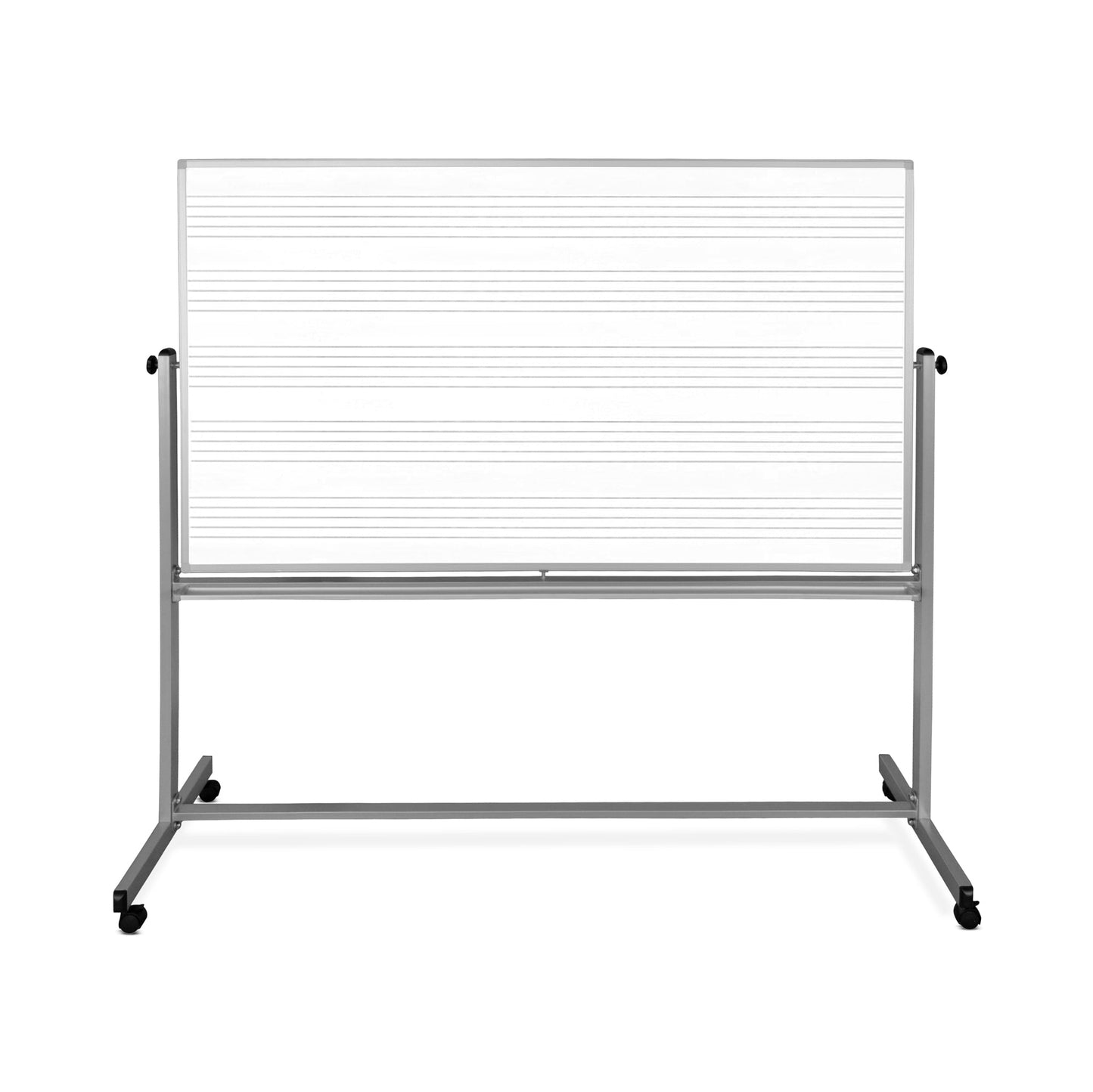 72"W x 48"H Mobile Whiteboard - Double-sided Music&Whiteboard Magnetic dry erase markerboard - Luxor MB7248MW - SchoolOutlet