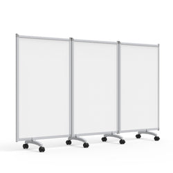 91"W x 52"H Mobile Whiteboard - 3-Panel Folding Room Divider Magnetic dry erase markerboard - Luxor MB9152WW