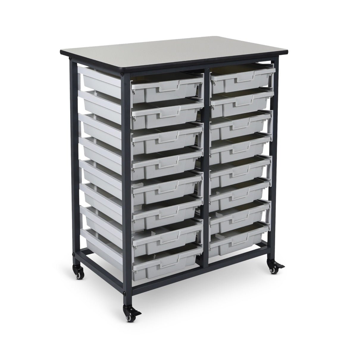 Luxor Mobile Bin Storage Unit - Double Row (LUX-MBS-DR-16S) - SchoolOutlet