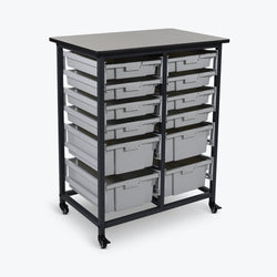 Luxor Mobile Bin Storage Unit - Double Row - Small Bins  (LUX-MBS-DR-8S4L)