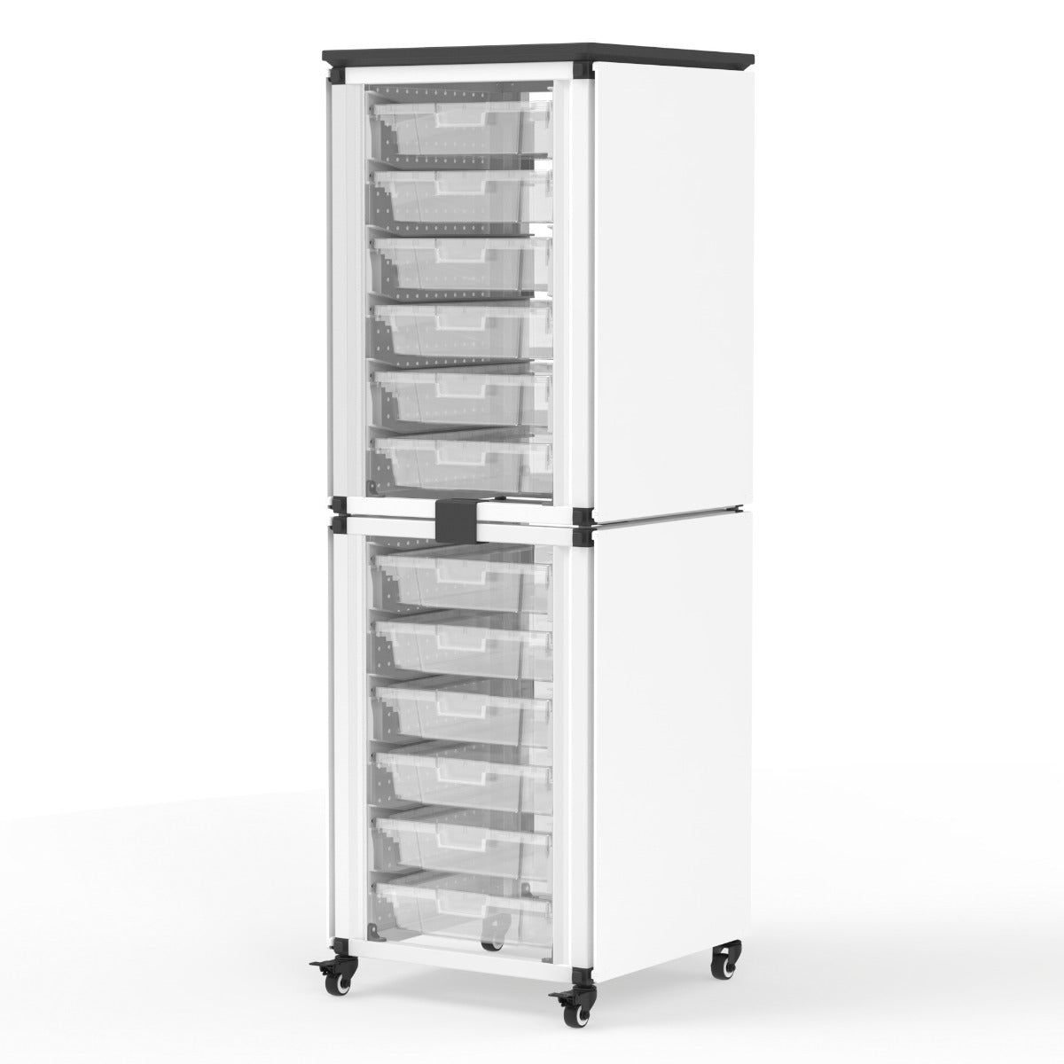 Luxor Modular Classroom Storage Cabinet - 2 stacked modules with 12 small bins (LUX-MBS-STR-12-12S) - SchoolOutlet