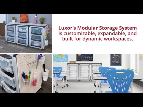 Luxor Modular Classroom Storage Cabinet - 2 stacked modules with 12 small bins (LUX-MBS-STR-12-12S) - SchoolOutlet