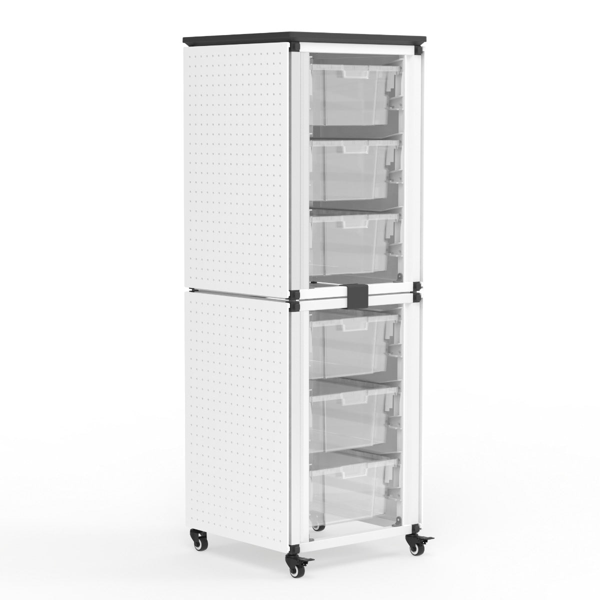 Luxor Modular Classroom Storage Cabinet - 2 stacked modules with 6 large bins (LUX-MBS-STR-12-6L) - SchoolOutlet