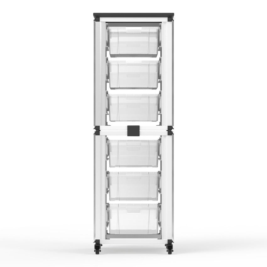 Luxor Modular Classroom Storage Cabinet - 2 stacked modules with 6 large bins (LUX-MBS-STR-12-6L) - SchoolOutlet