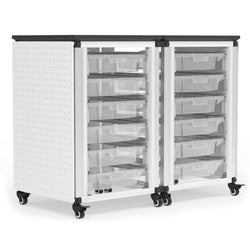 Luxor Modular Classroom Storage Cabinet - 2 side-by-side modules with 12 small bins  (LUX-MBS-STR-21-12S)