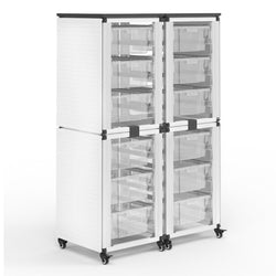 Luxor Modular Classroom Storage Cabinet - 4 stacked modules with 12 large bins  (LUX-MBS-STR-22-12L)