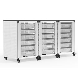 Luxor Modular Classroom Storage Cabinet - 3 side-by-side modules with 18 small bins  (LUX-MBS-STR-31-18S)