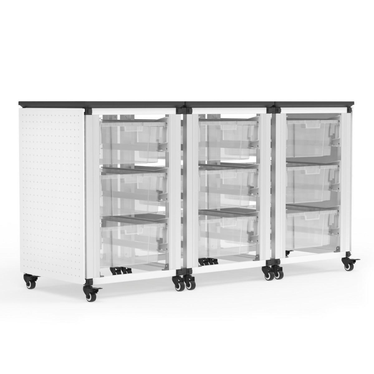 Luxor Modular Classroom Storage Cabinet - 3 side-by-side modules with 9 large bins (LUX-MBS-STR-31-9L) - SchoolOutlet