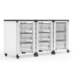 Luxor Modular Classroom Storage Cabinet - 3 side-by-side modules with 9 large bins  (LUX-MBS-STR-31-9L)