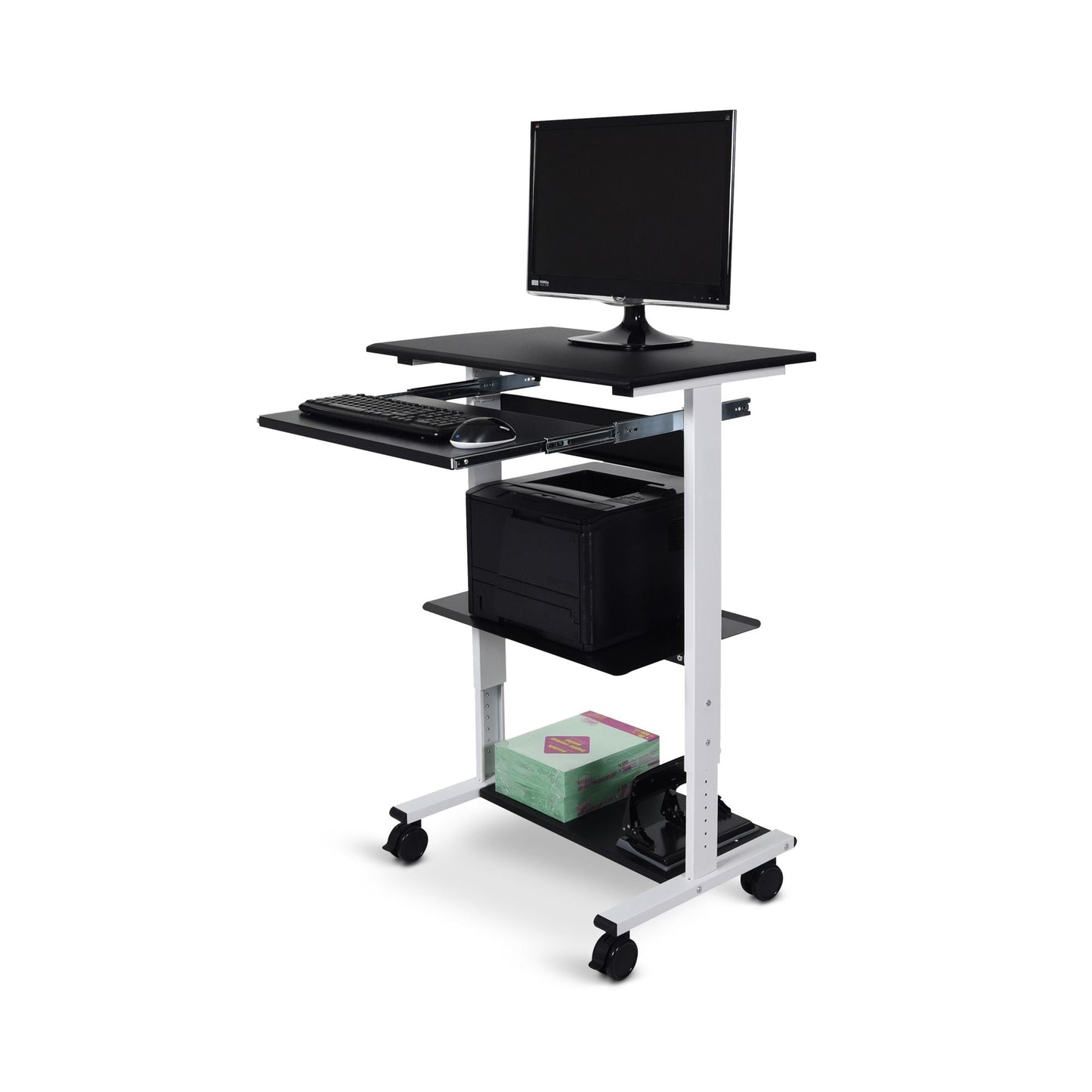Luxor Mobile 3 Shelf Adjustable Stand Up Workstation (LUX-STAND-WS30) - SchoolOutlet