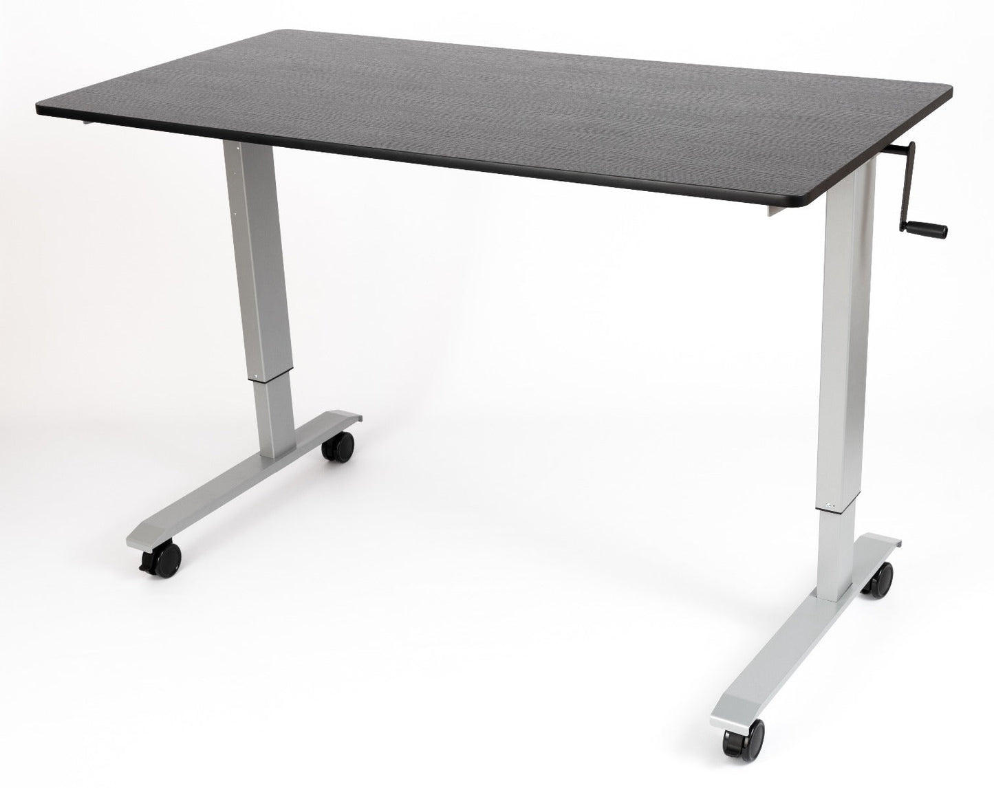 Luxor STANDCF60-AG-BO - 60" Crank Adjustable Stand Up Desk - Silver Frame with Black Oak Top(LUX-STANDCF60-AG-BO) - SchoolOutlet