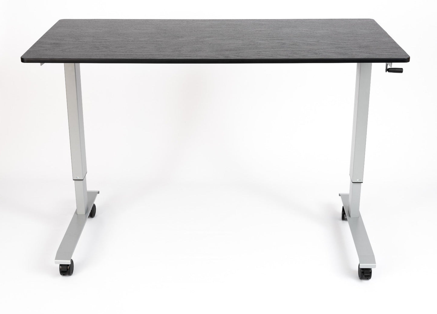 Luxor STANDCF60-AG-BO - 60" Crank Adjustable Stand Up Desk - Silver Frame with Black Oak Top(LUX-STANDCF60-AG-BO) - SchoolOutlet