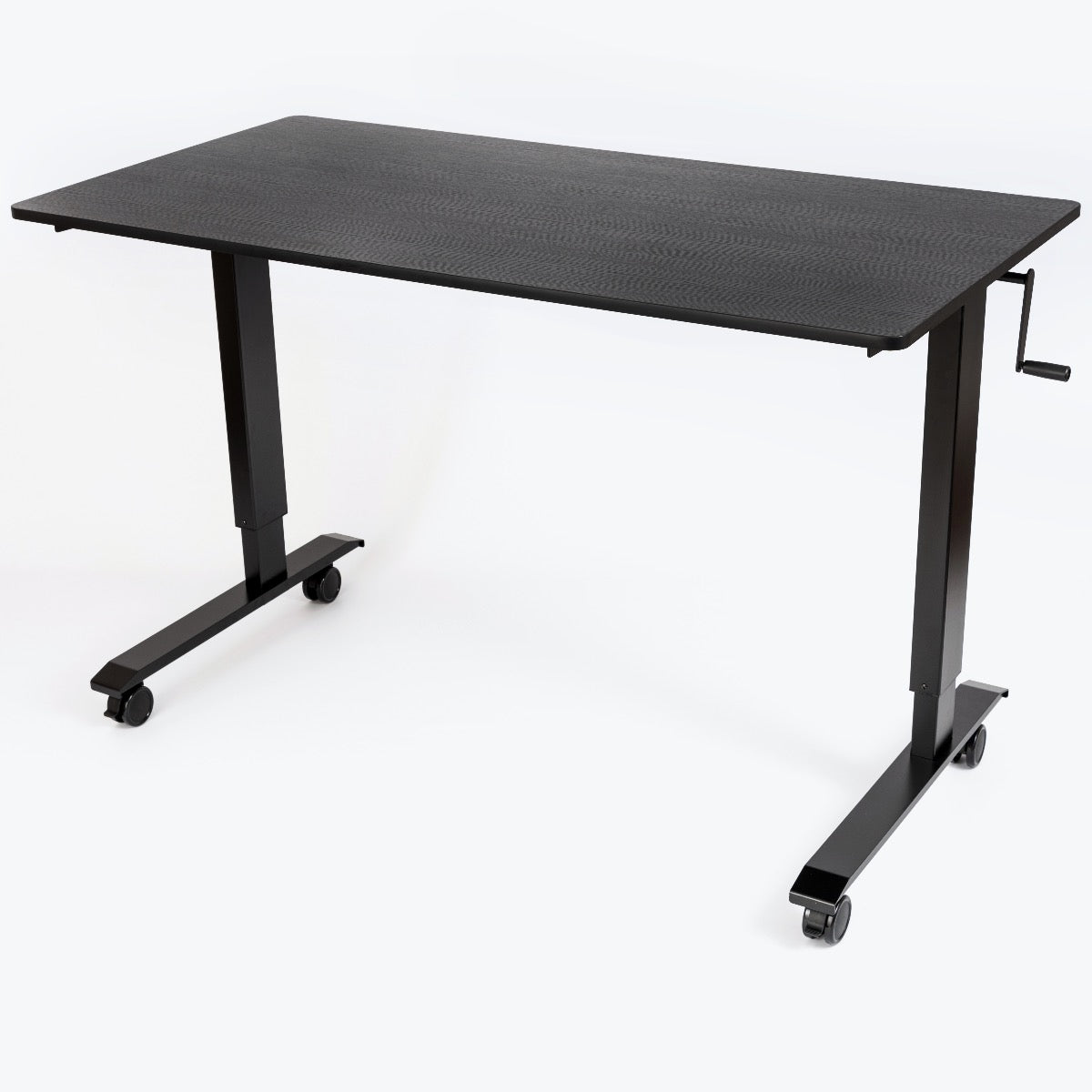 Luxor STANDCF60-BK-BO - 60" Crank Adjustable Stand Up Desk - Black Frame with Black Oak Top(LUX-STANDCF60-BK-BO) - SchoolOutlet