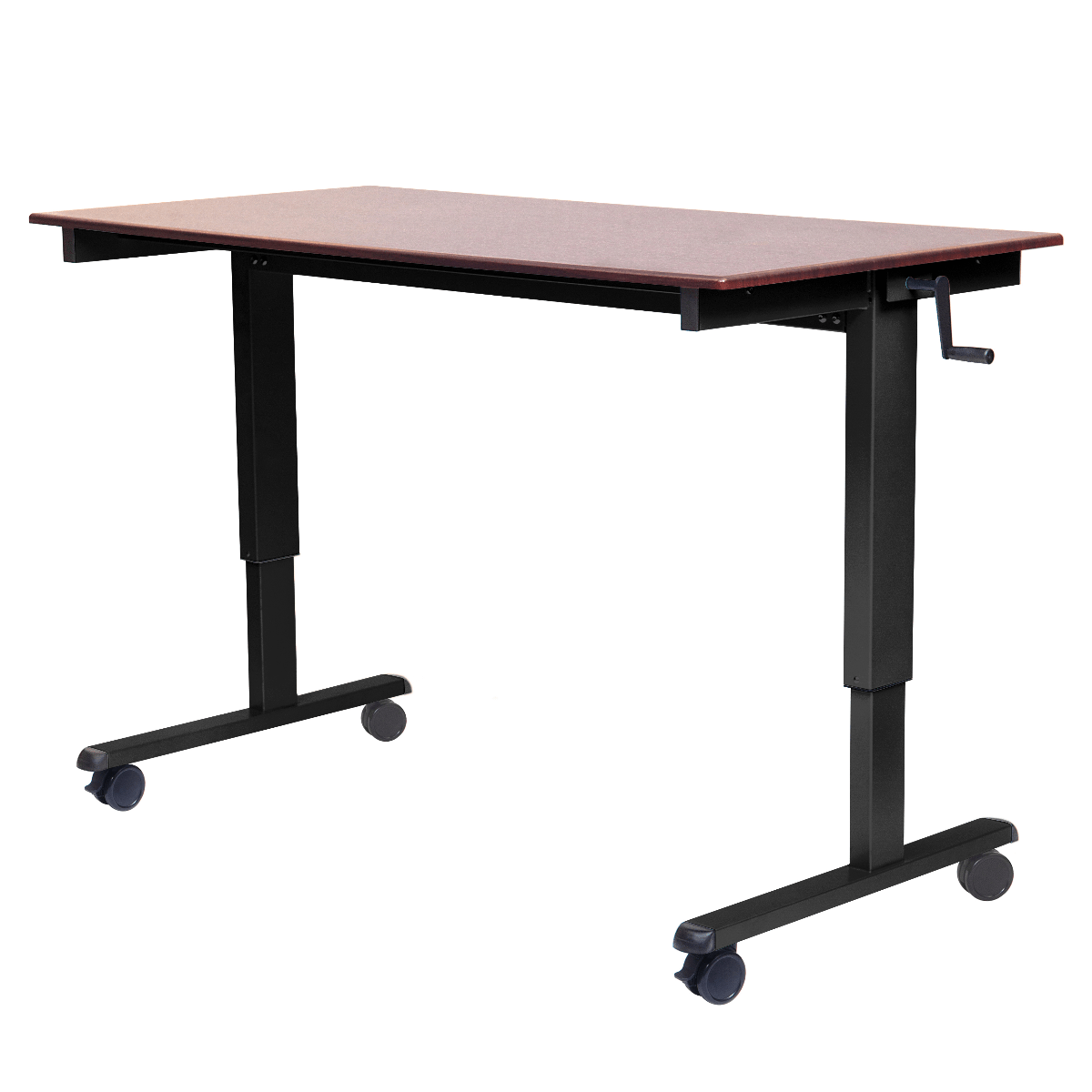 Luxor STANDCF60-BK-BO - 60" Crank Adjustable Stand Up Desk - Black Frame with Black Oak Top(LUX-STANDCF60-BK-BO) - SchoolOutlet