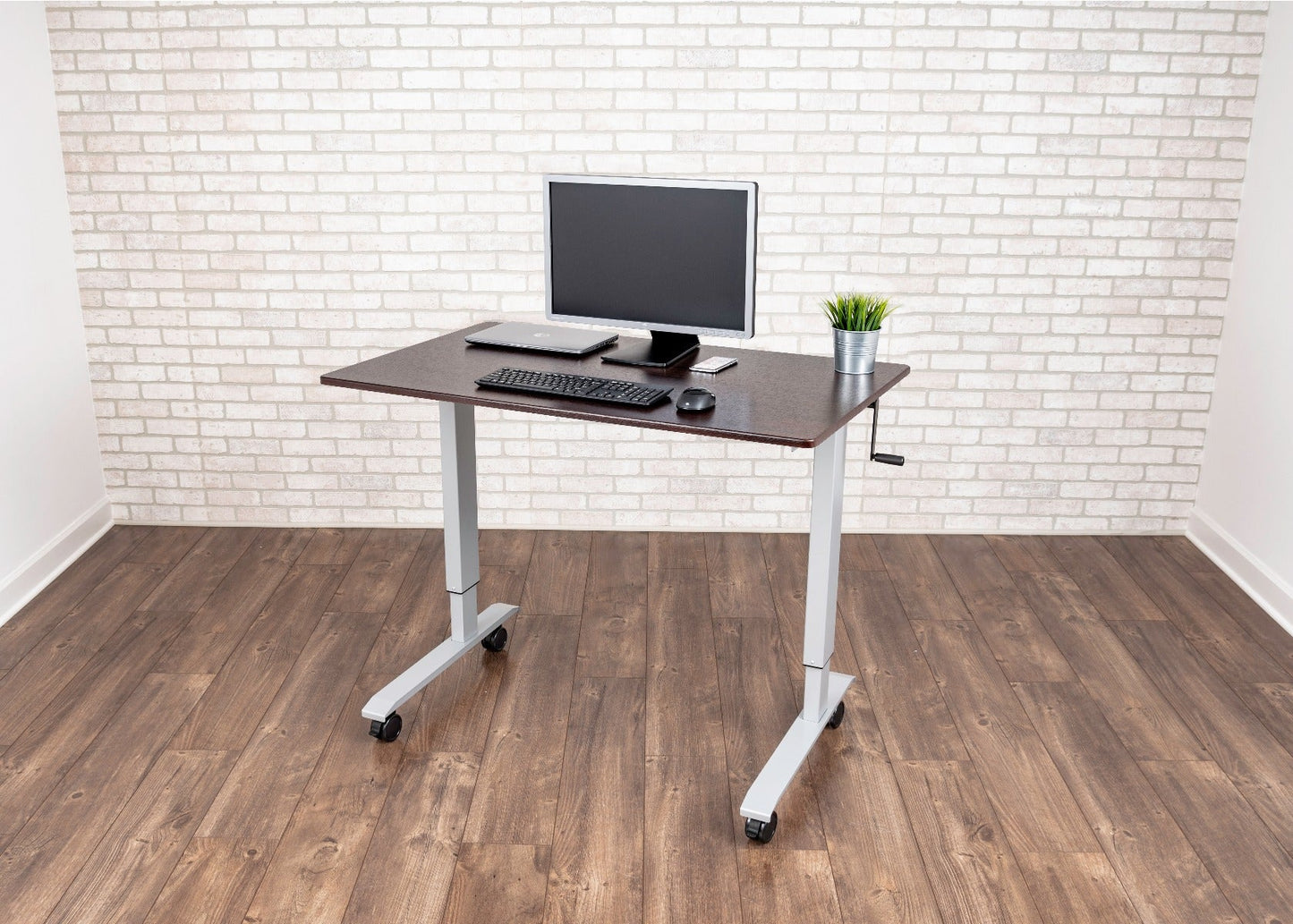 Luxor STANDUP-CF48-DW - 48" Crank Adjustable Stand Up Desk(LUX-STANDUP-CF48-DW) - SchoolOutlet