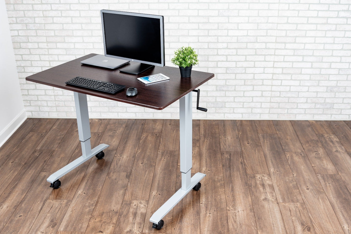 Luxor STANDUP-CF48-DW - 48" Crank Adjustable Stand Up Desk(LUX-STANDUP-CF48-DW) - SchoolOutlet