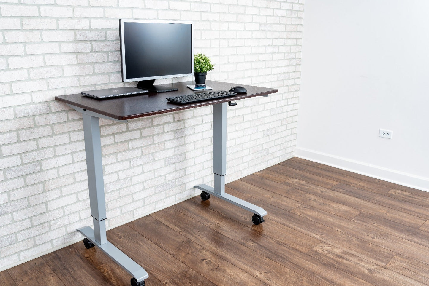 Luxor STANDUP-CF48-DW - 48" Crank Adjustable Stand Up Desk(LUX-STANDUP-CF48-DW) - SchoolOutlet