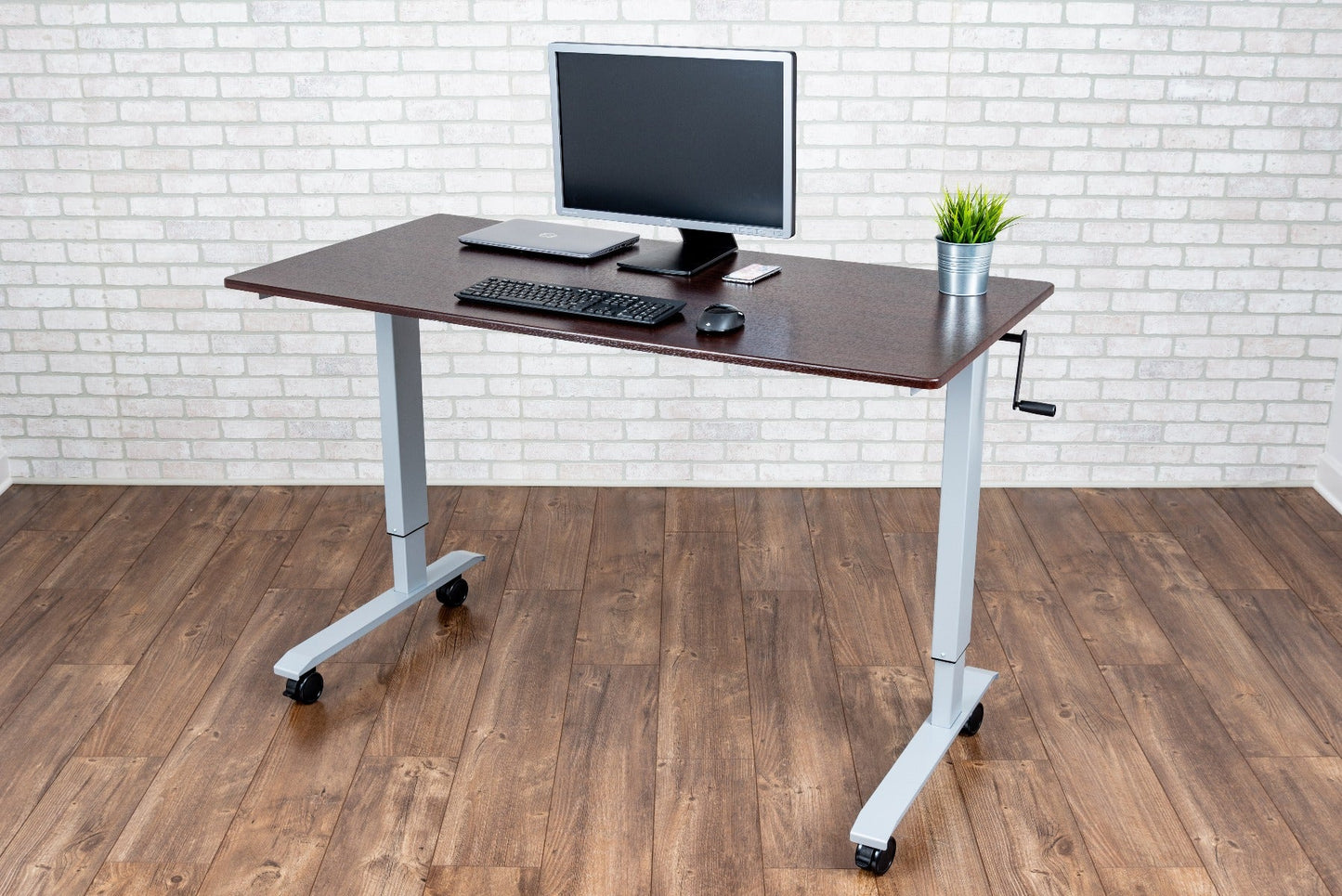 Luxor STANDUP-CF60-DW - 60" Crank Adjustable Stand Up Desk(LUX-STANDUP-CF60-DW) - SchoolOutlet