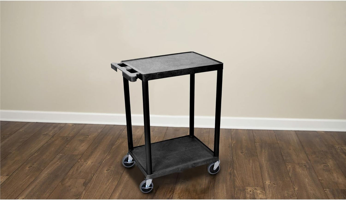 Luxor STC22-B Multipurpose Utility Cart with 2 Shelf - Black - SchoolOutlet