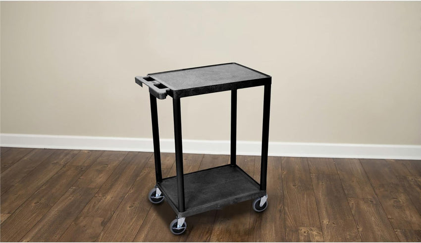 Luxor STC22-B Multipurpose Utility Cart with 2 Shelf - Black - SchoolOutlet