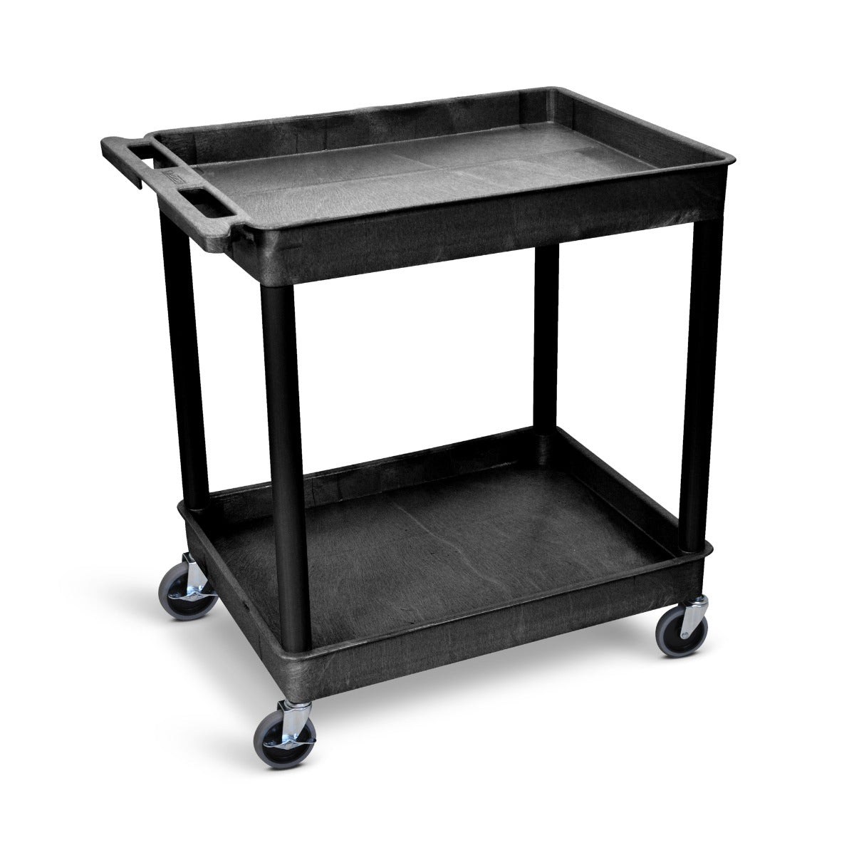 Luxor TC11-B - Flat Top and Tub Middle/Bottom Shelf Cart (Luxor LUX-TC11-B) - Black - SchoolOutlet