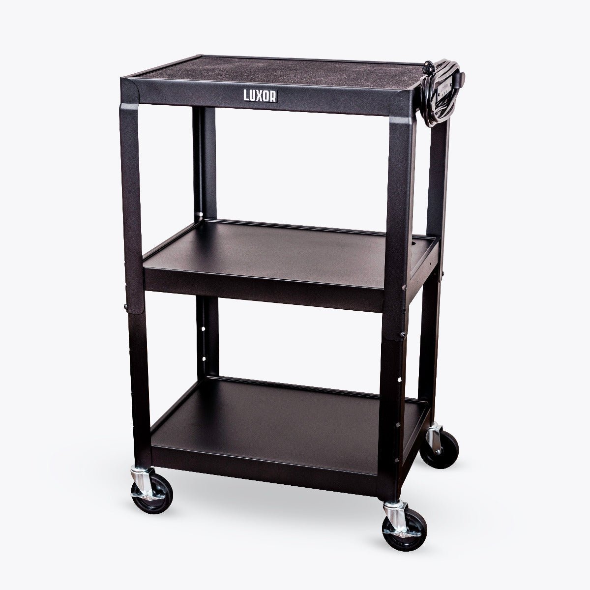 Luxor UCMT1 42" Adjustable-Height Steel Utility Cart - 3 shelves - SchoolOutlet