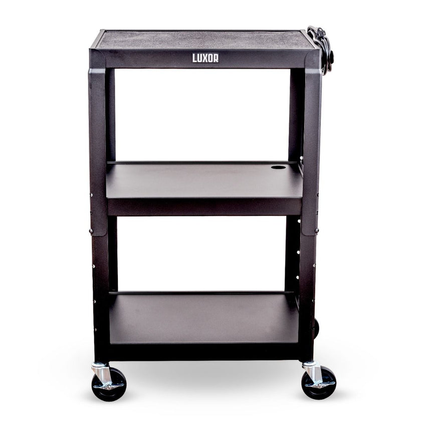 Luxor UCMT1 42" Adjustable-Height Steel Utility Cart - 3 shelves - SchoolOutlet