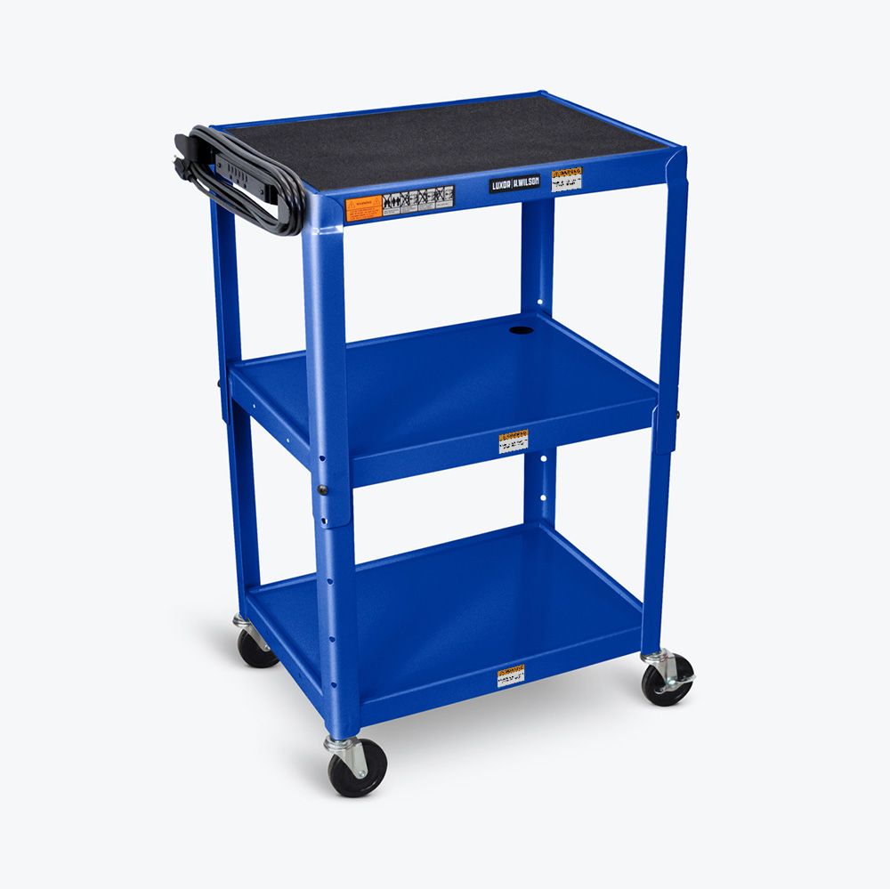 Luxor UCMT1 42" Adjustable-Height Steel Utility Cart - 3 shelves - SchoolOutlet