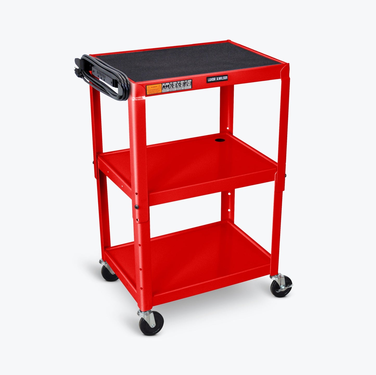 Luxor UCMT1 42" Adjustable-Height Steel Utility Cart - 3 shelves - SchoolOutlet