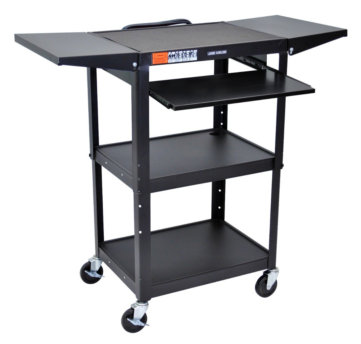 Luxor UCMT1KBDL Adjustable-Height Steel Utility Cart - Pullout Keyboard Tray, Drop Leaf - SchoolOutlet