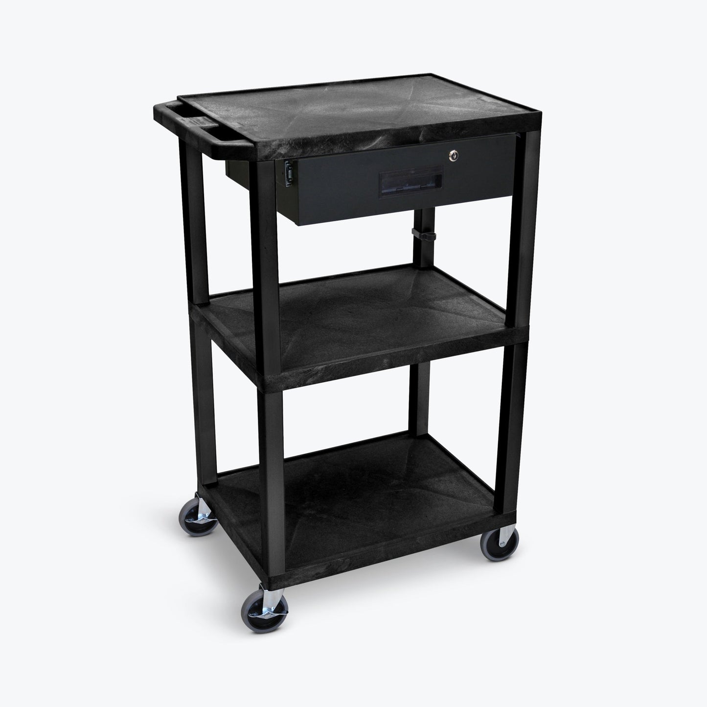 Luxor UCPL1 42"H 3-Shelf Multipurpose Utility Cart - SchoolOutlet