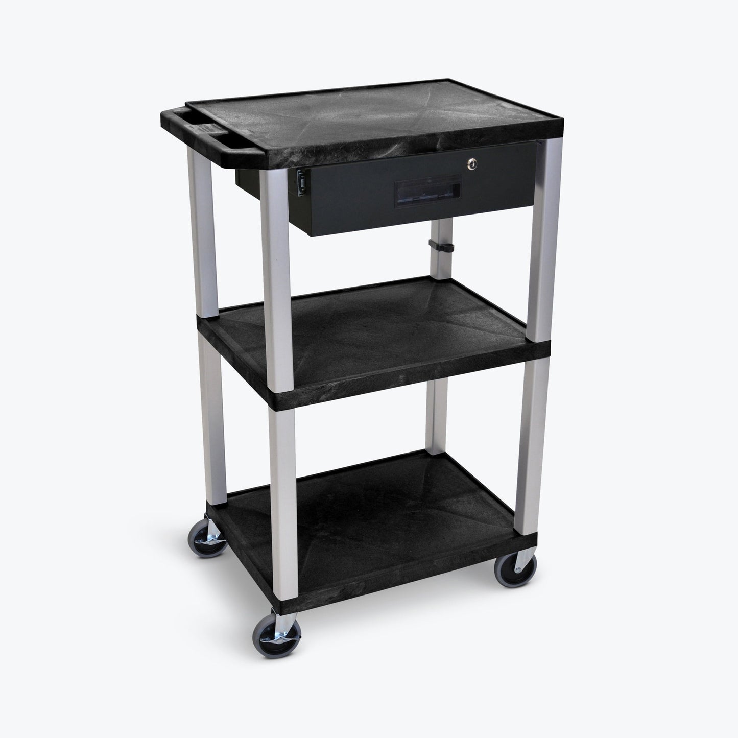 Luxor UCPL1 42"H 3-Shelf Multipurpose Utility Cart - SchoolOutlet