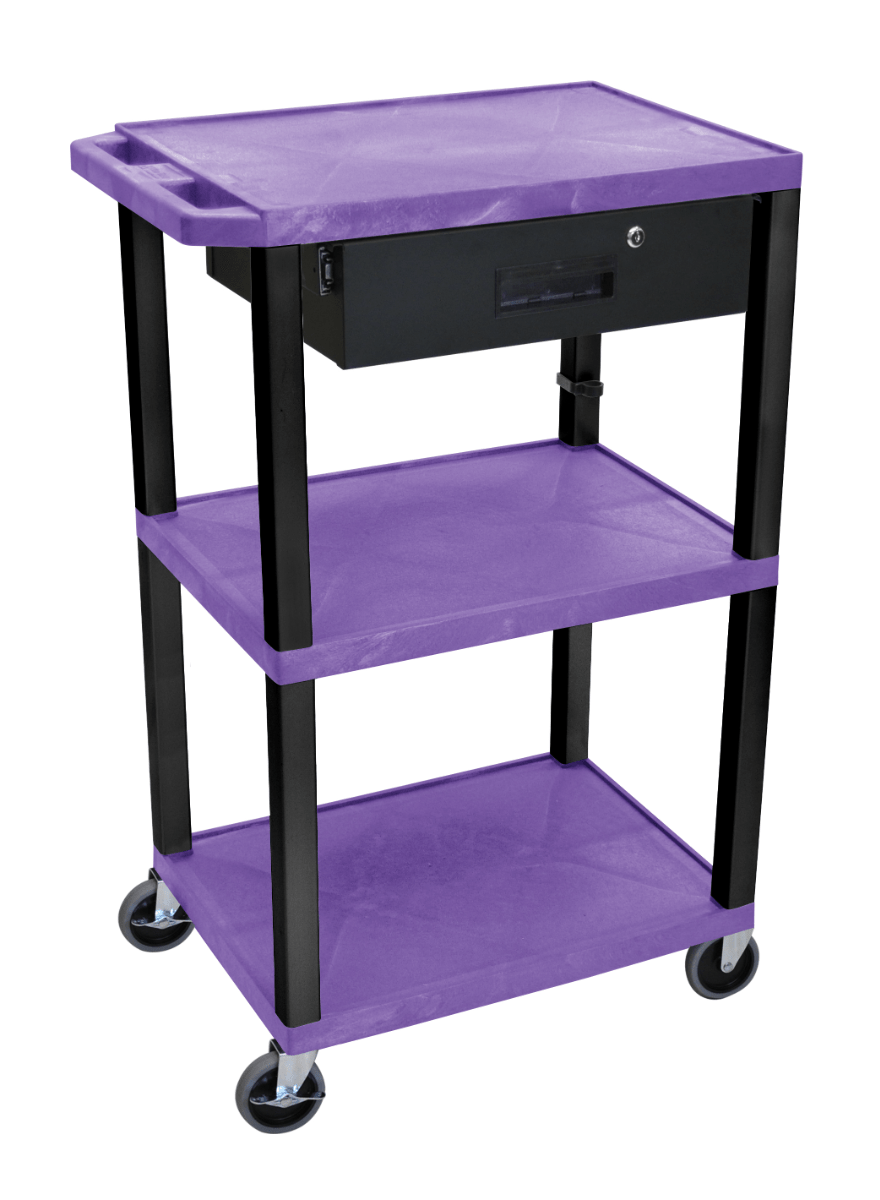 Luxor UCPL1 42"H 3-Shelf Multipurpose Utility Cart - SchoolOutlet