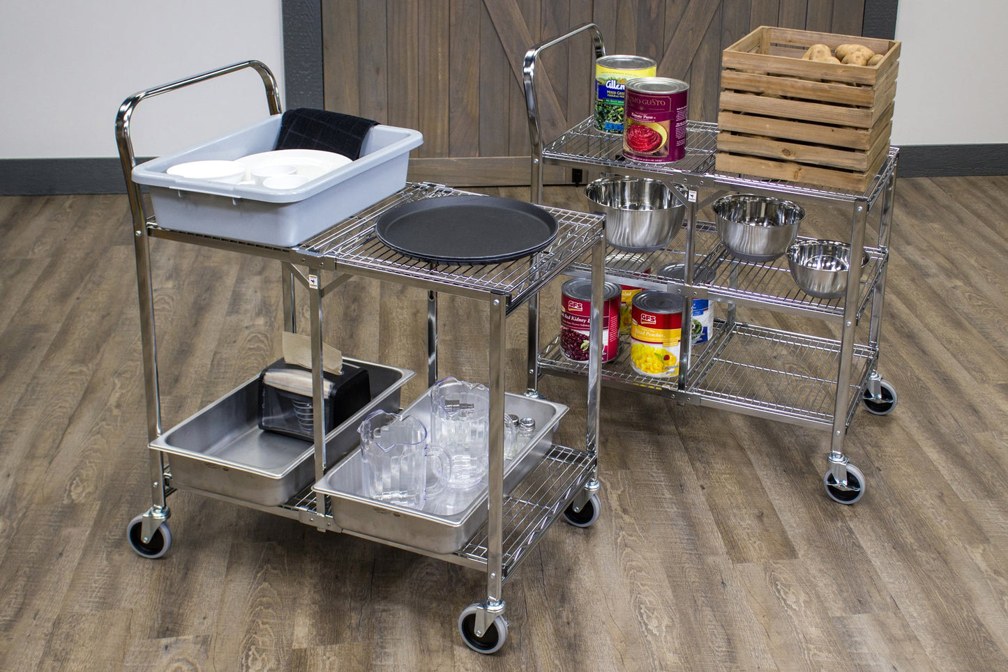 Luxor WSCC-3 - Three-Shelf Collapsible Wire Utility Cart (Luxor LUX-WSCC-3) - SchoolOutlet