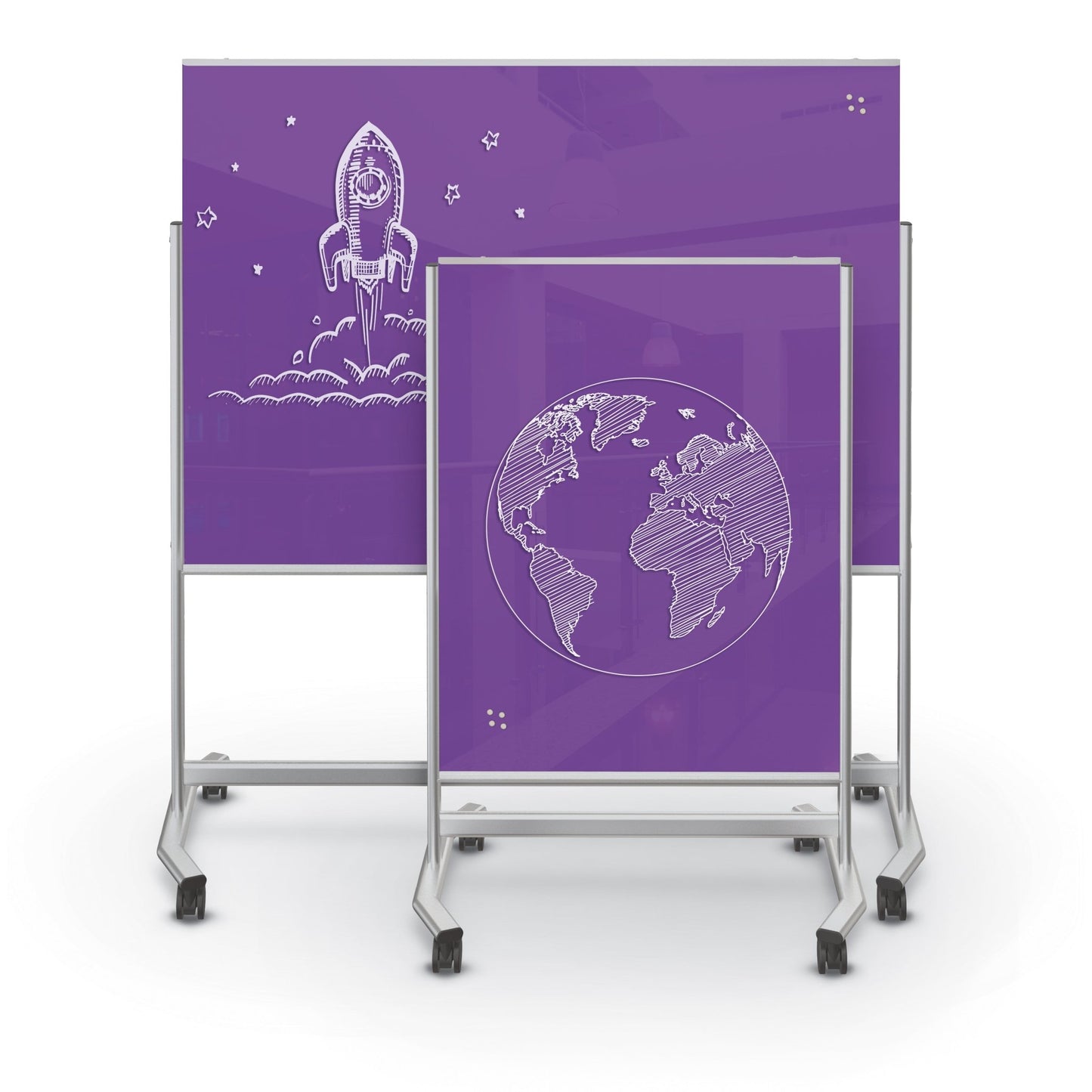 Mooreco Visionary Move Mobile Magnetic Glassboard - 4'H x 3'W (Mooreco 74950) - SchoolOutlet