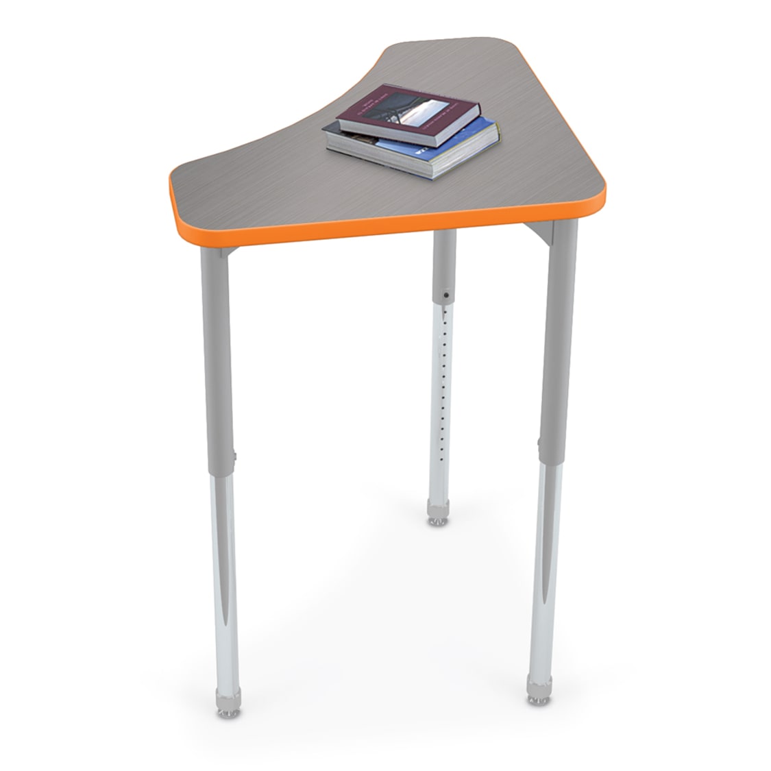 Mooreco Hierarchy Boomerang Snap Standard Desk - Adjustable 22 - 32" H - Platinum Leg - SchoolOutlet
