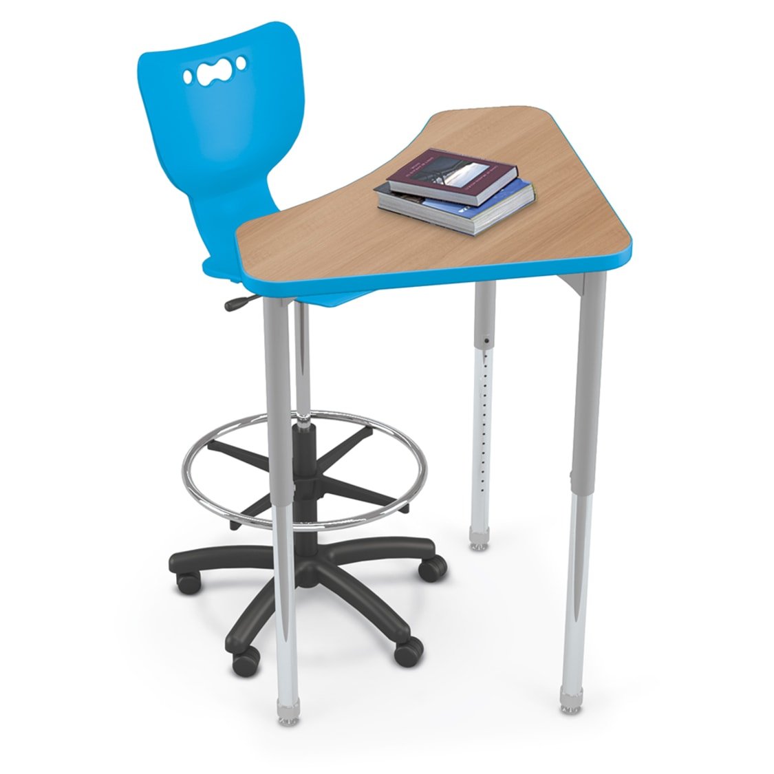 Mooreco Hierarchy Boomerang Snap Standard Desk - Adjustable 22 - 32" H - Platinum Leg - SchoolOutlet