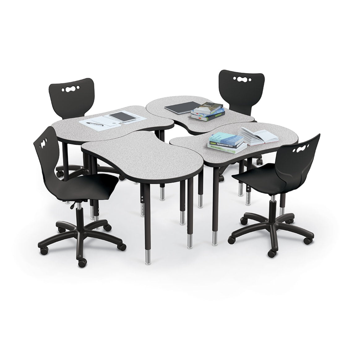 Mooreco Hierarchy Fender Standard Student Desk (Standard) Adjustable Height 22" - 32" - Platinum Legs - SchoolOutlet